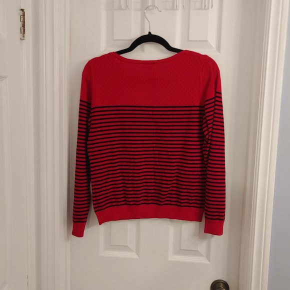 Red & Navy Striped Sweater - Picture 2 of 4